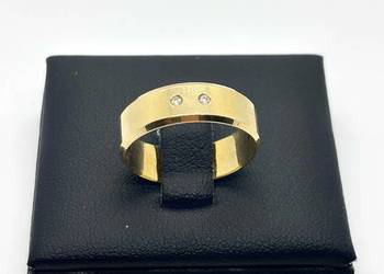 Złota obrączka pr 583 3,80g (Rozmiar 16) z 2szt. Diamentów