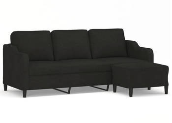 3-osobowa sofa z podnóżkiem czarna 180 cm tkaniną WM-3201139