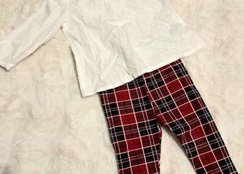 Biała elegancka bluzka z długim rękawem i legginsy dziecięce