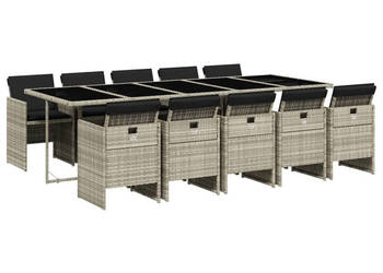 11-cz. zestaw mebli do ogrodu z poduszkami jasnoszary rattan PE WM-3277702