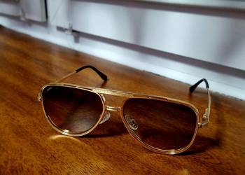 Piękne męskie okulary lub unisex nowość 2026 luksusowe pozłacane 3