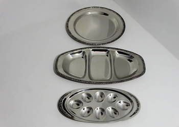 Zestaw 3 dekoracyjnych tac – stal nierdzewna