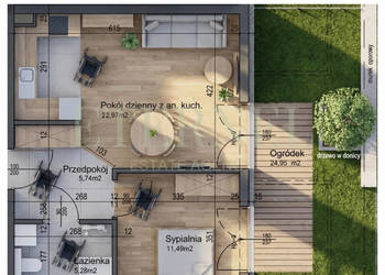 Mieszkanie 2-pokojowe z ogródkiem 45,48m Czyżyny