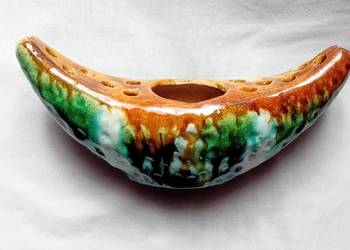 Ceramiczna ikebana, Mid Century Design, ręcznie malowana.