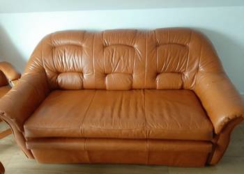 Sofa skórzana 3 osob. z funkcja spania plus 2 fotele