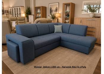 Nowy Narożnik MALTA 260 x 200 cm z Pufą w cenie OUTLET -40%  PRODUCENT Pyka