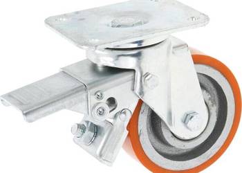 Koło skrętne PU Ø 100x30 mm z hamulcem, podstawa montażowa: 105x85 mm nośn…