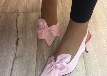 (40/41) Różowe czółenka wieczorowe z odkrytą Pięta, nowe