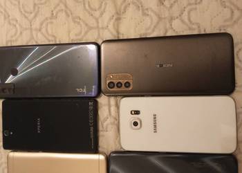 Różne smartfony sprawne z pobitymi ekranami