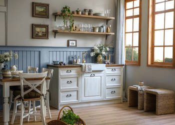 Biała kuchnia w stylu farmhouse