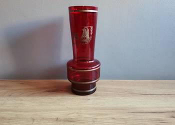 Stary czerwony wazon okolicznościowy PRL