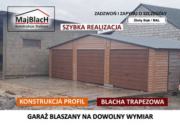 DREWNOPODOBNY Wielostanowiskowy GARAŻ BLASZANY  Garaże  – Maj-BlacH