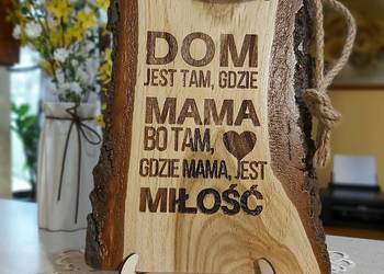 Deseczki ozdobione, przywieszka na linie z juty