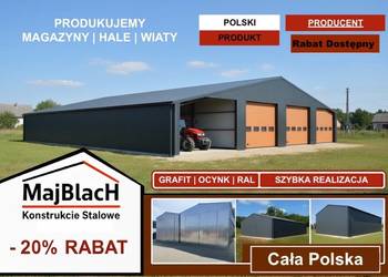 Bardzo Duży Dwuspadowy Garaż Blaszany Grafitowy  - Hala  - Maj-Blach