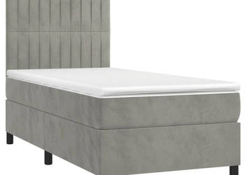 Łóżko kontynentalne z materacem i LED szare aksamit 90x200 cm WM-3136221
