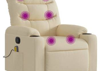 vidaXL Rozkładany fotel masujący, kremowy（SKU:374164）