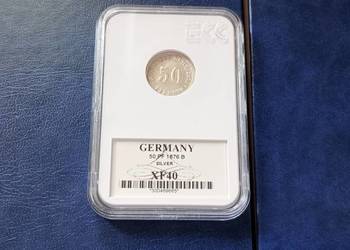 Stare monety 50 fenig 1876 B Niemcy srebro grading