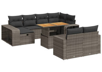 11-cz. zestaw mebli ogrodowych z poduszkami szary rattan PE WM-3276516