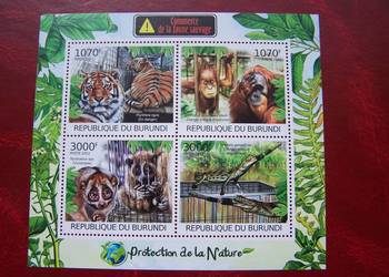 Burundi 2012 MNH Fauna Dzikie Zwierzęta Afryki Tygrys Małpy
