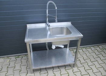 Zlew Gastronomiczny 1 Komorowy Z Półką I Baterią Stal Nierdzewna 100/60/85 Zlew Gastronomiczny 1 Komorowy Z Półką I Baterią Stal Nierdzewna 100/60/85