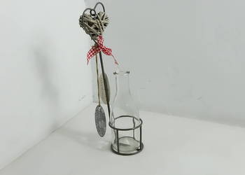 Dekoracyjny wazonik w metalowym stelażu z sercem COUNTRYFIELD – rustic 32,5