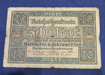 Niemcy 1920 banknot 10 marek