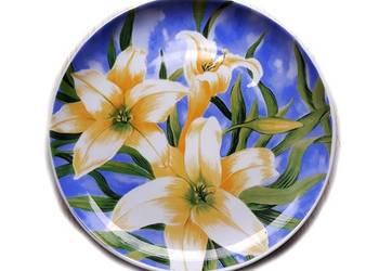Ceramic Siaki Collectors Plate LILIES Flowers PORCELANA