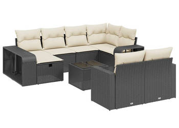 11-cz. zestaw wypoczynkowy do ogrodu poduszki czarny rattan PE WM-3266246