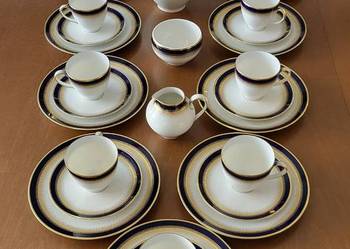 Hutschenreuther, Bawaria - kobaltowo/złoty serwis do kawy dla 9 osób
