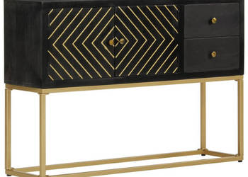 Szafka czarno-złota 110x30x75 cm lite drewno mango WM-353912