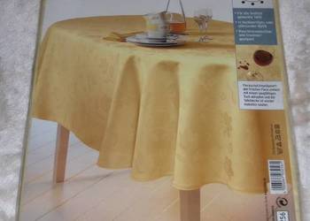 Owalny  plamoodporny obrus 160x220 Bawełna Żółty NOWY