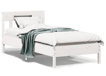Rama łóżka bez materaca biała lite drewno sosnowe 100x200 cm WM-842655