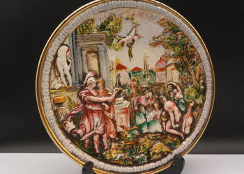 Patera dekoracyjna Capodimonte Włochy scena reliefowa