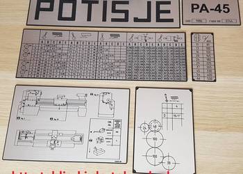 Tokarka POTISJE Tabliczka Tabliczki Tabela Gwintów