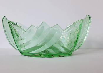 Stara szklana żardiniera nr 430, Huta Hortensja, art deco, stare szkło