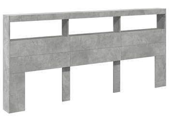 Zagłówek z półkami i LED szarość betonu 220x17x102 cm WM-839227