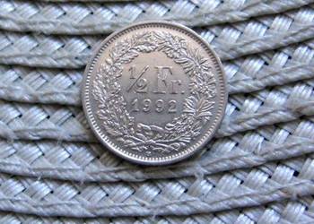 Szwajcaria 1/2 Franka 1992r