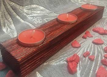 Świecznik Shou Sugi Ban drewno świerkowe czerwony, Franca No. 42