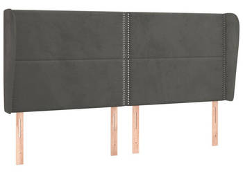 Zagłówek uszak ciemnoszary 163x23x118/128 cm aksamit WM-3117871