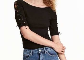 czarna koszulka H&M xs 34 wiązana sznurowana top