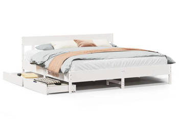 Łóżko bez materaca białe lite drewno sosnowe 200x200 cm WM-3301855