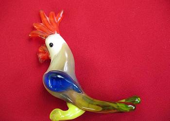 Ptak - Papuga - figurka ze szkła w stylu Murano - 7 x 5 x 3