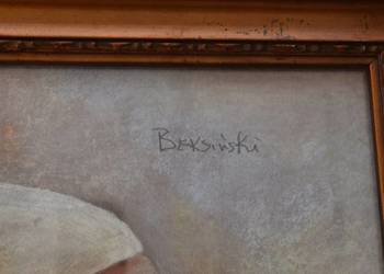 Beksiński - Pastel na Kartonie za Szkłem - Stary Obraz - Abstrakcja