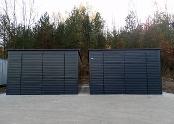 Garaż blaszany spadek na tył kolor antracyt