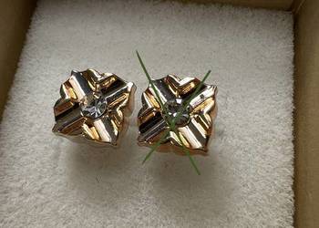 Kolczyk "złoty" / "srebrny" z diamentem - kwadratowy