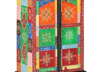 Ręcznie malowana szafka z drzwiami 53x30x75 cm drewno mango WM-350681