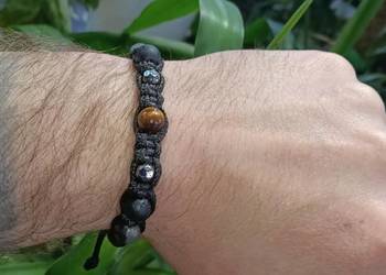 Bransoletka kamień naturalny tygrysie oko lawa wulkaniczna hematyt labrador