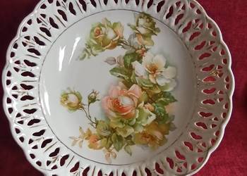 Patera- misa z ażurem. Herbaciane Róże  Biała porcelana Patera- misa z ażurem. Herbaciane Róże  Biała porcelana