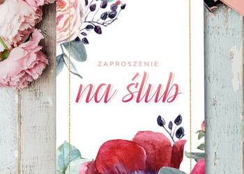 Rustykalne zaproszenia ślubne polne kwiaty