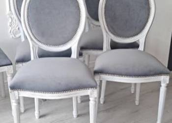 Stylowe szare krzesło Medalion, Shabby Chic, Glamour, Prowansja